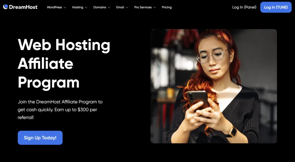 DreamHost affiliate program homepage