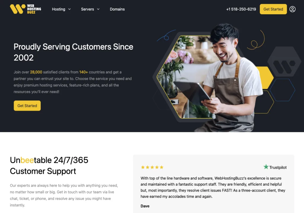 WebHostingBuzz review homepage showing hosting plans and pricing