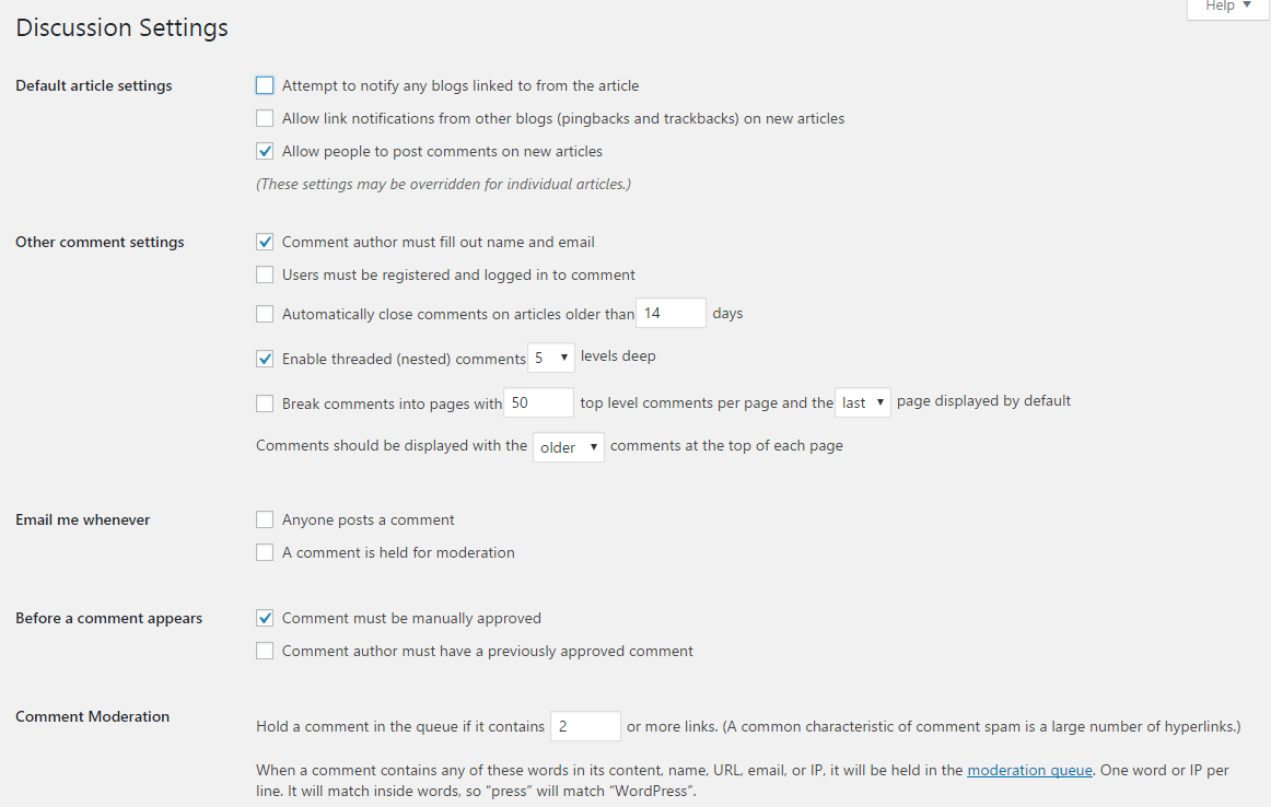Discussion Settings
