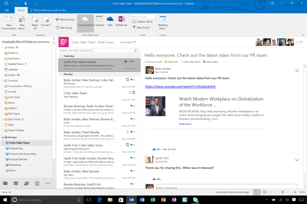 MS outlook desktop email client