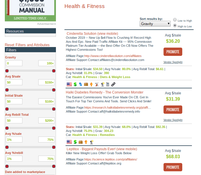 clickbank health and fitness affiliate marketing programs