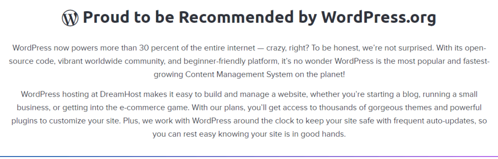 Dreamhost Proud to be Recommended by WordPress