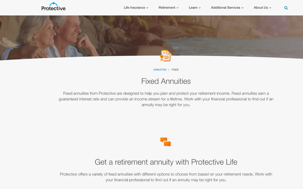 landing page from Protective