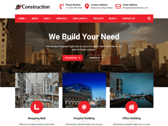 Construction Light a Free WordPress theme