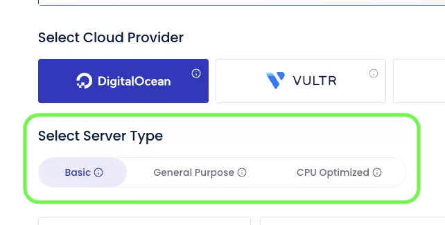 Cloudways offers three server families on DigitalOcean