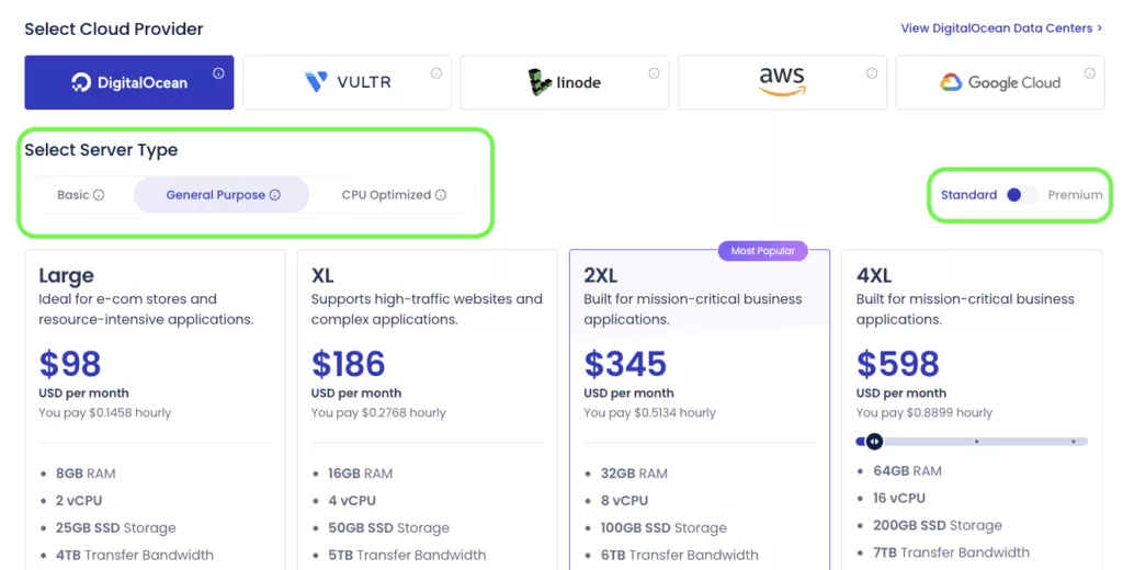 General Purpose servers provide dedicated resources for heavier, memory sensitive workloads